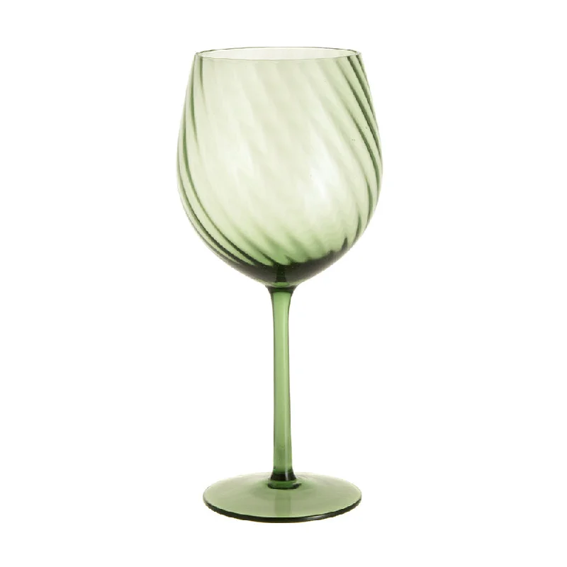 WINE GLASS Ribbed Swirl Forest 535ml