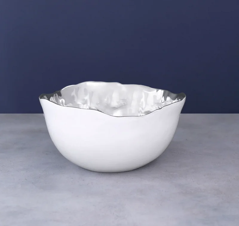 Thanni Osaka Deep Bowl White and Silver Medium