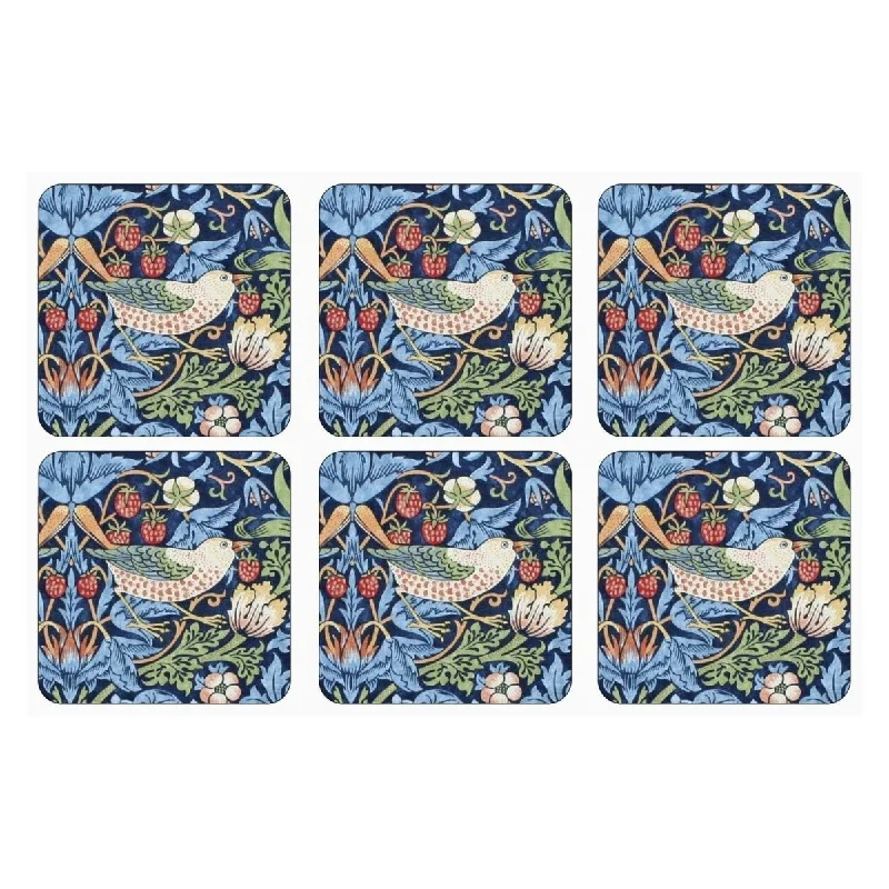 Pimpernel Strawberry Thief Coasters Blue Set of 6