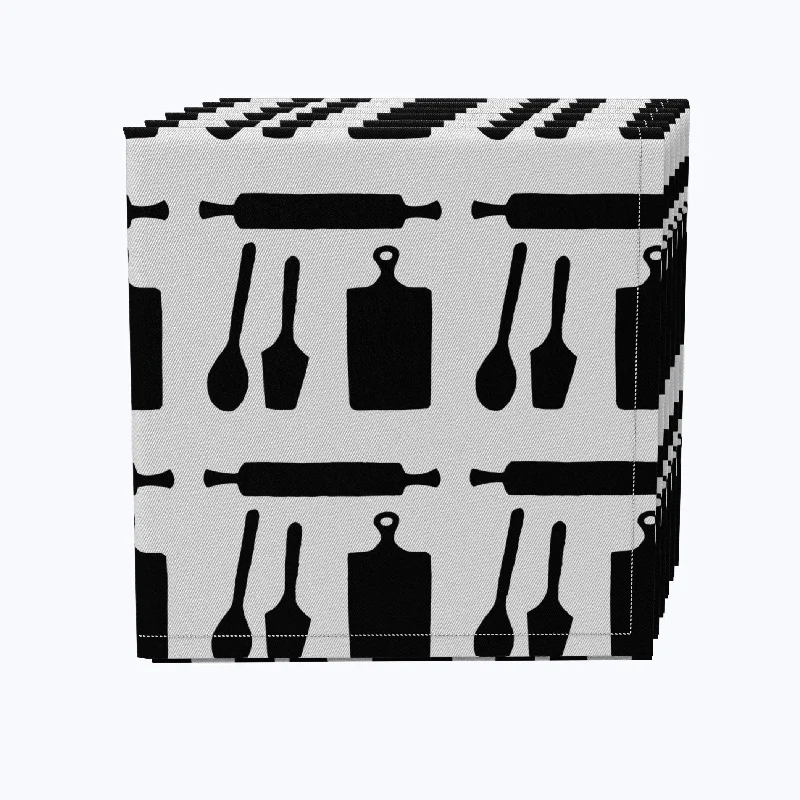 Kitchen Icons Black Napkins