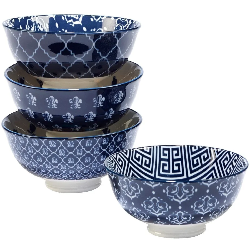 Certified International Blue Indigo Assorted Ice Cream Bowls, Set of 4