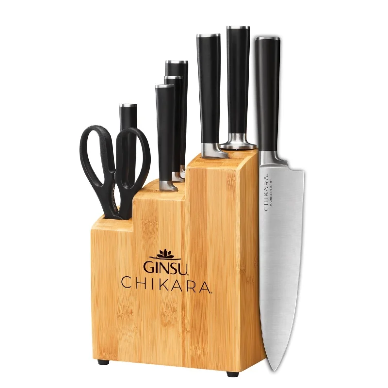 Ginsu Chikara Series 8 piece Knife Set Bamboo block