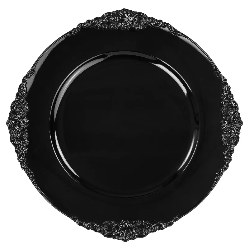 Vintage Round Charger Plate - Black