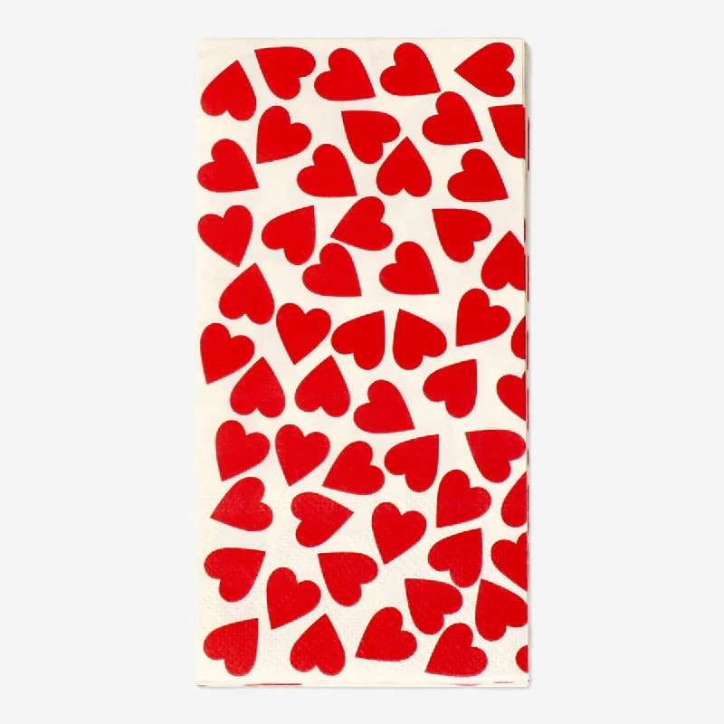 Napkins with red hearts - 16 pcs