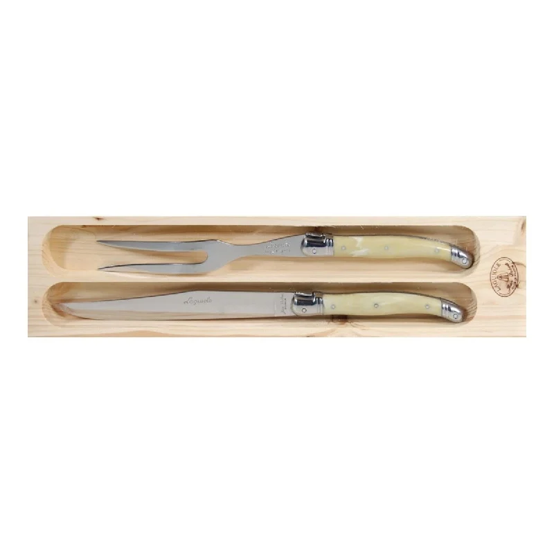 Laguiole Jean Dubost Deluxe Light Horn Carving Set Set of 2