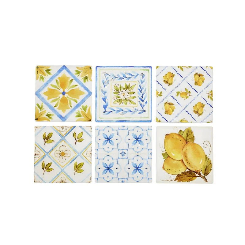 Limone Ceramic Coaster Assorted 10cm (price per item)