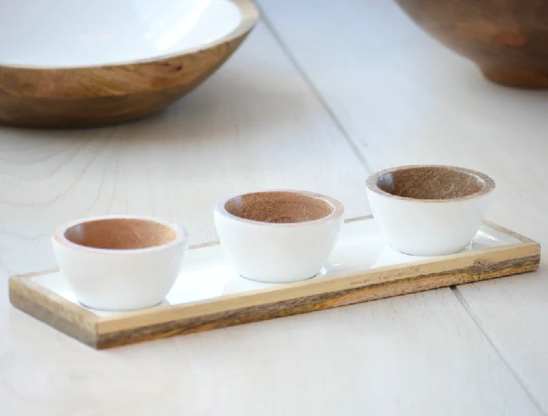 mango wood enamel dipping set