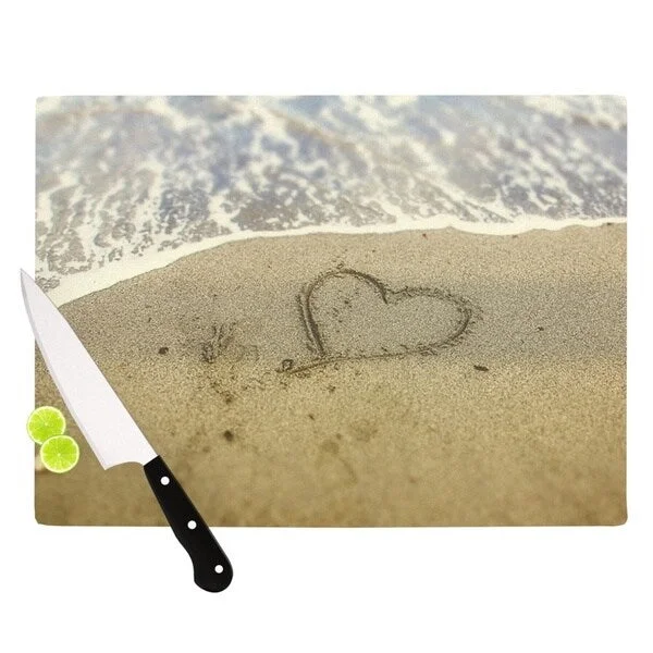 KESS InHouse Debbra Obertanec 'Beach Heart' Sand Coastal Cutting Board