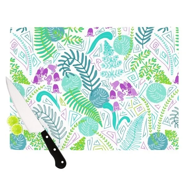 Kess InHouse Anneline Sophia "Fern Forest" Blue Teal Cutting Board