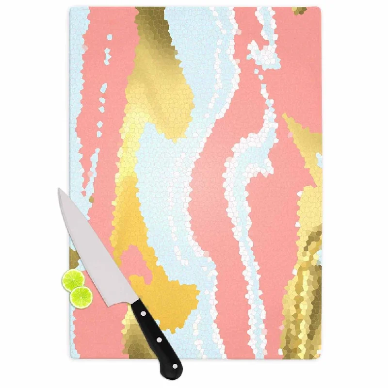 Kess InHouse Alison Coxon "Modern Mosaic" Gold Abstract Cutting Board