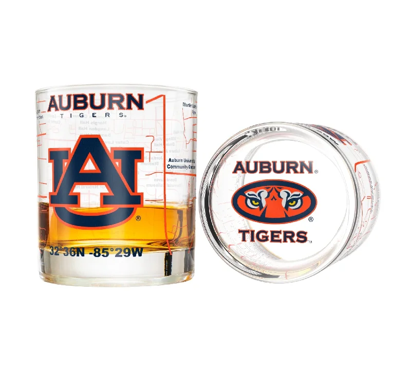 Auburn University Whiskey Glass Set (2 Low Ball Glasses)