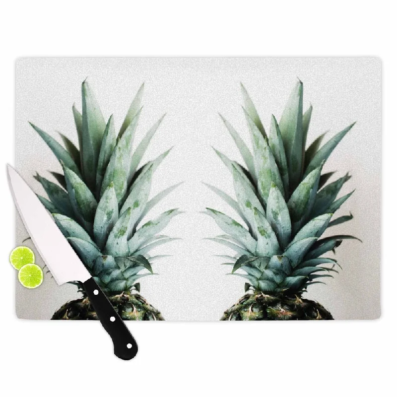 KESS InHouse Chelsea Victoria 'Two Pineapples' Green Gold Cutting Board