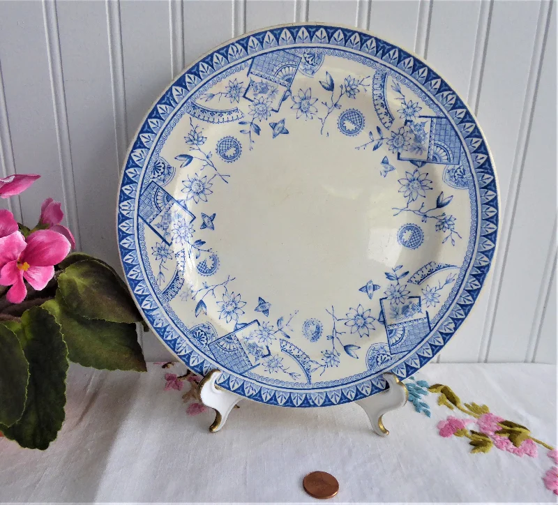 Aesthetic Movement Plate Cairo Blue Transferware Dinner 1880s Booths Japonesque