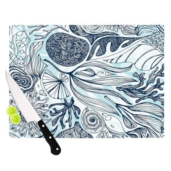 Kess InHouse Anchobee "Marina" Blue Aqua Cutting Board