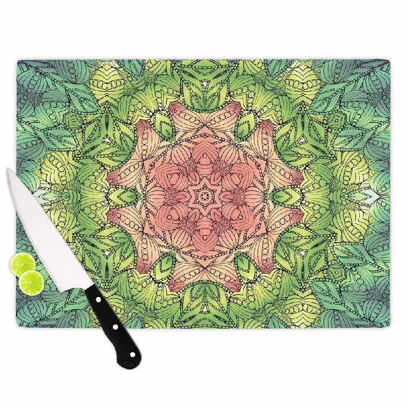 Kess InHouse Art Love Passion "Pink Celtic Flower" Green Pink Cutting Board