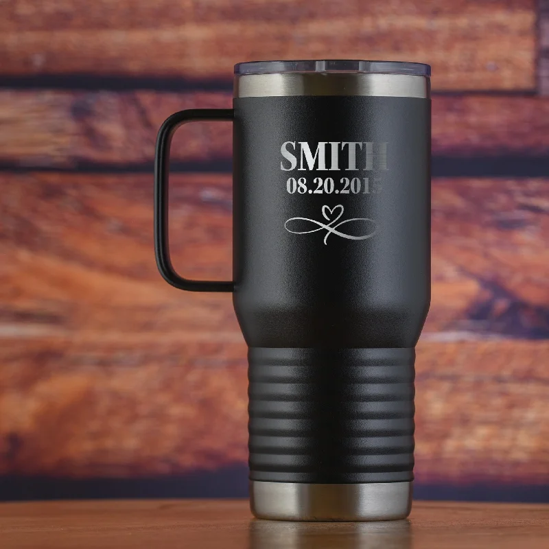 Wedding Favor Travel Tumbler with Handle