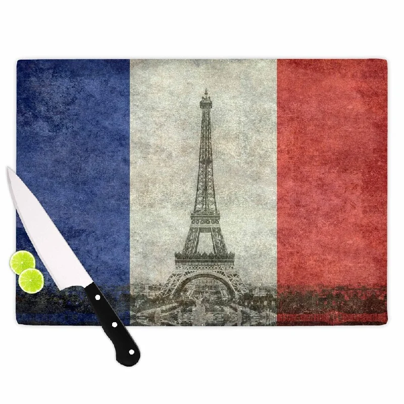 Kess InHouse Bruce Stanfield " Vintage Paris" Mixed Media Travel Cutting Board, 11.5" x 8.25"