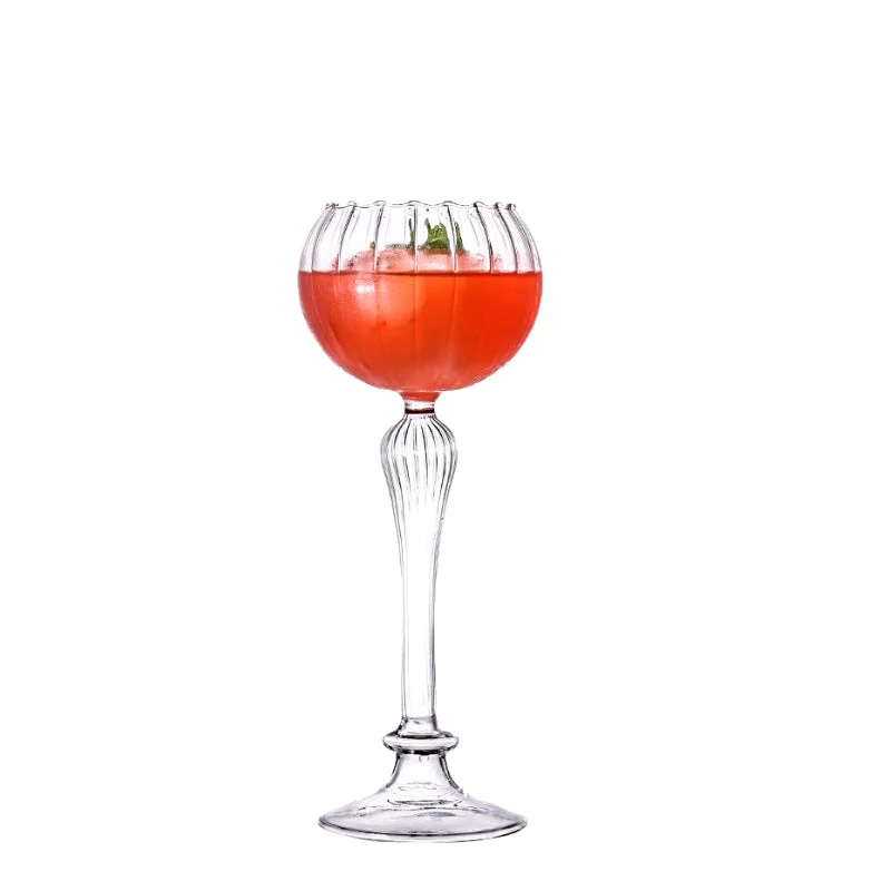 European-style Striped Flower Martini Glass Roman Column Cocktail Glass Creative Champagne Glass