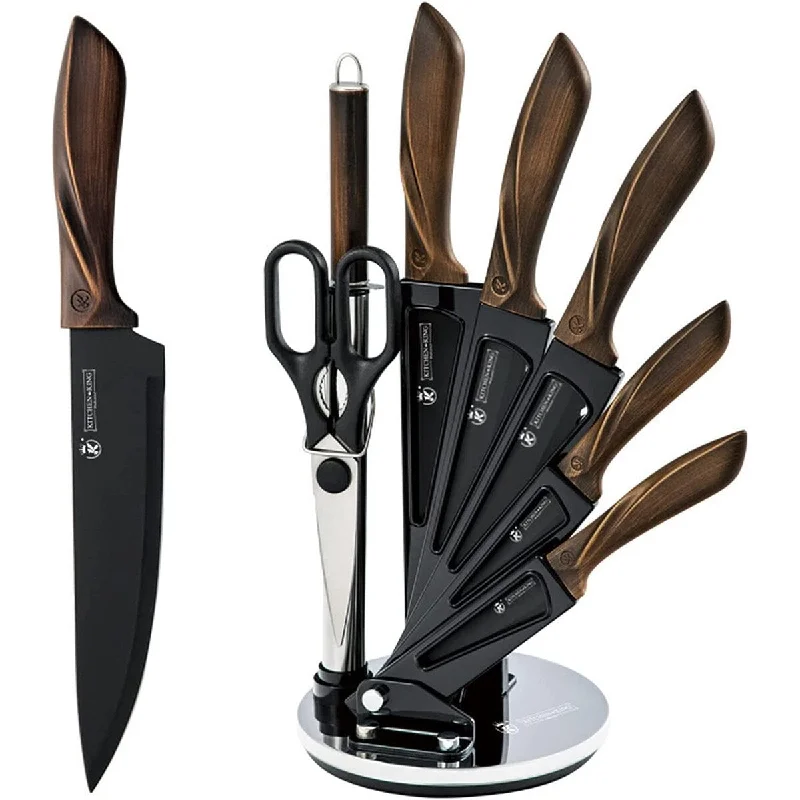 8-Pieces Sharp Chef Knife Set with Brushed Handle