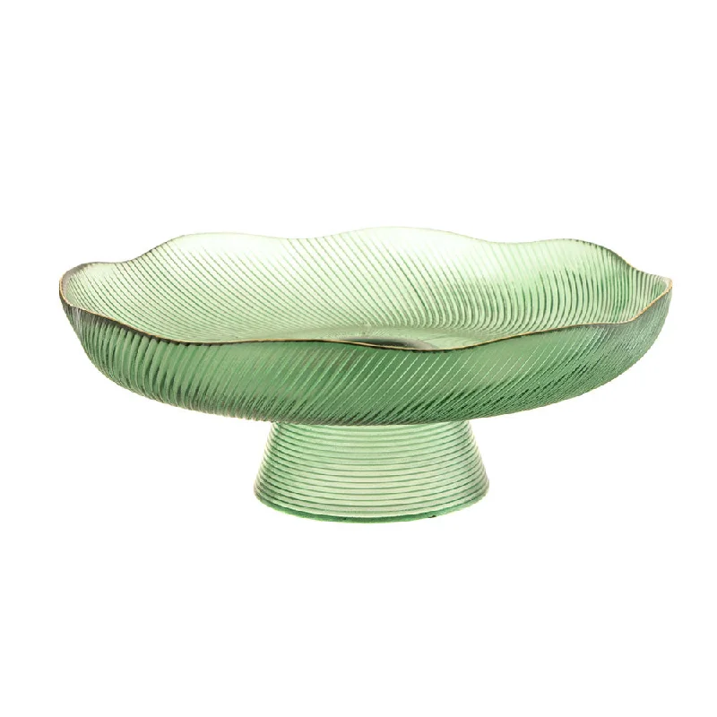 BOWL Footed Glass Green 29cm