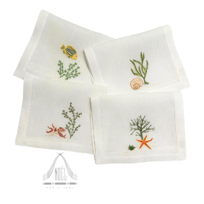 Sea set of 4 cocktail napkins