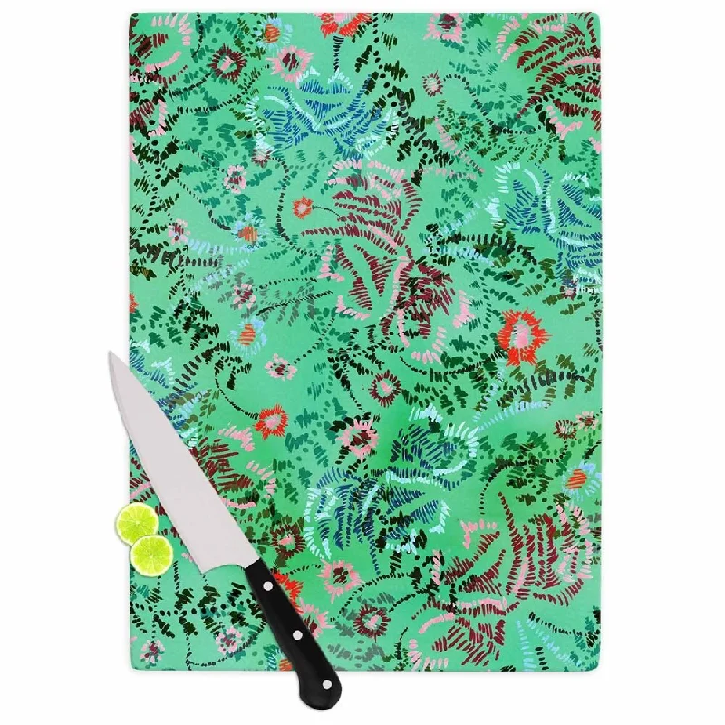 KESS InHouse Fernanda Sternieri 'African Romance In Green' Red Abstract Cutting Board