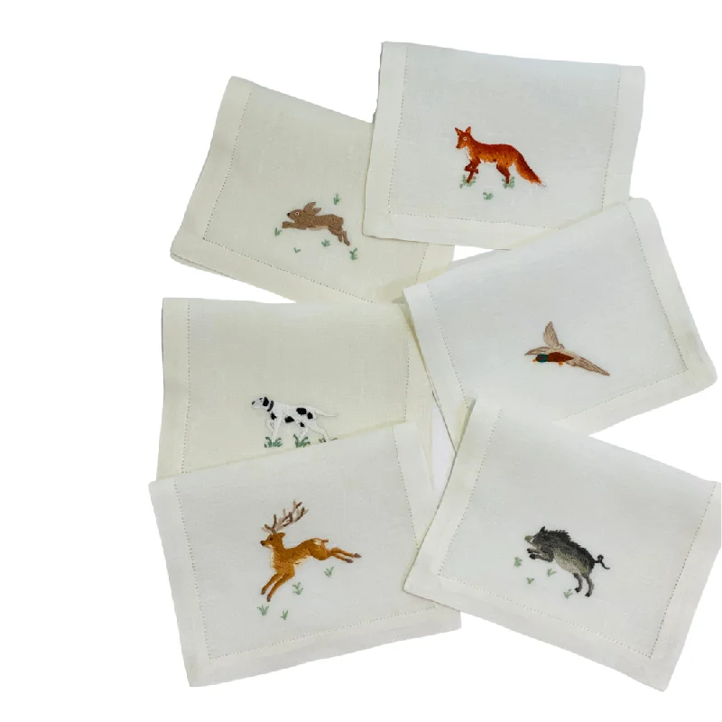 La Chasse Set of 6 Cocktail Napkins