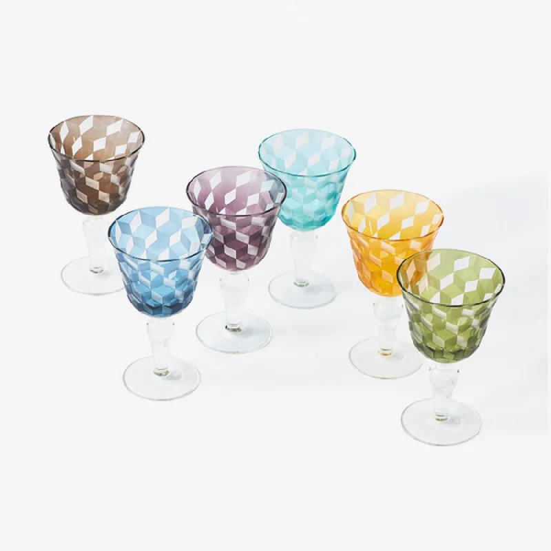 Polspotten | Blocks Wine Glasses Multi Color (Set of 6)