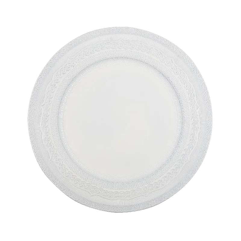 Lace Embossed  Acrylic Plastic Charger Plate - Ivory