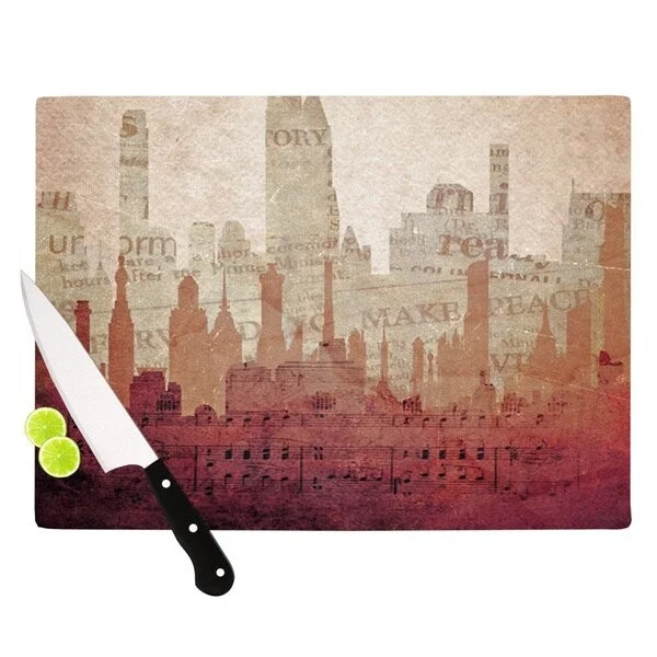 Kess InHouse Alison Coxon "City" Warm Tan Cutting Board