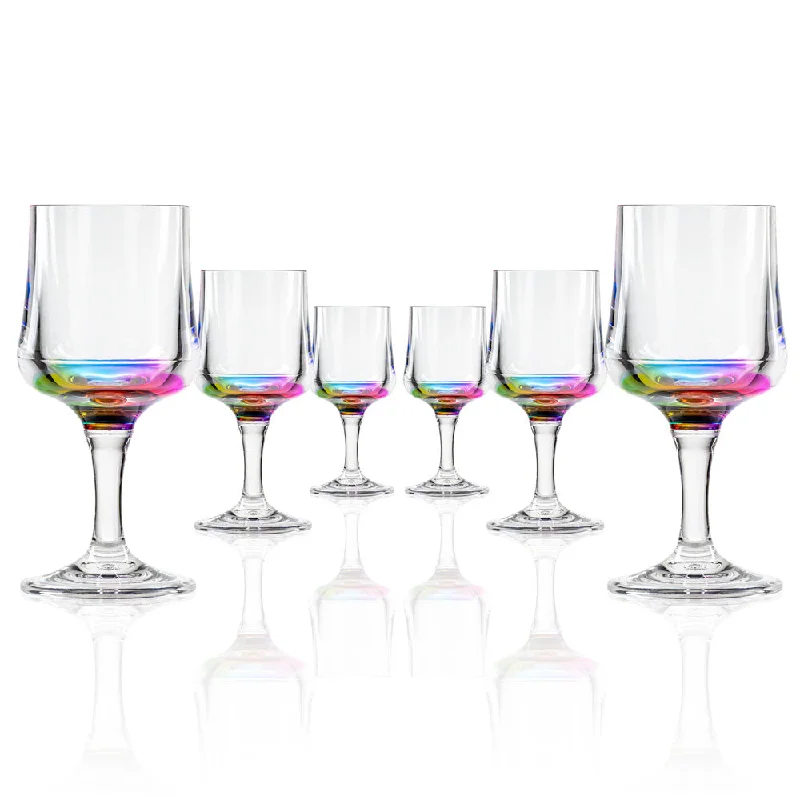 Teardrop 8oz Rainbow Acrylic Wine Stemware | Set of 6