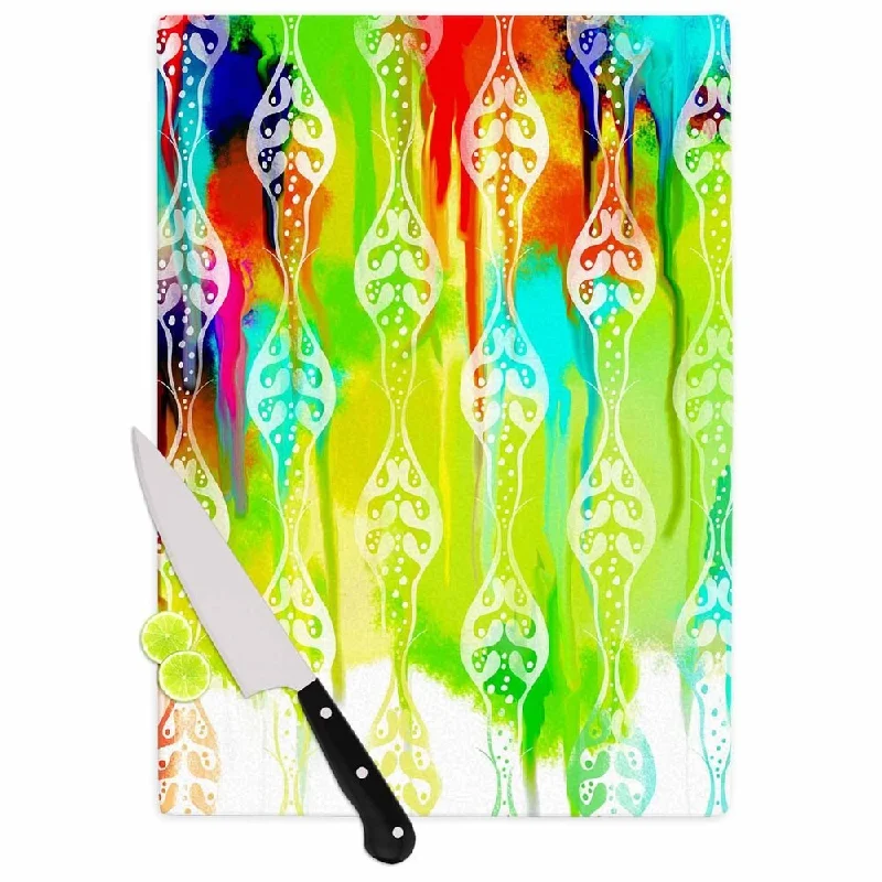 Kess InHouse Dan Sekanwagi 'Seeds of Unity' Multicolor Abstract Cutting Board