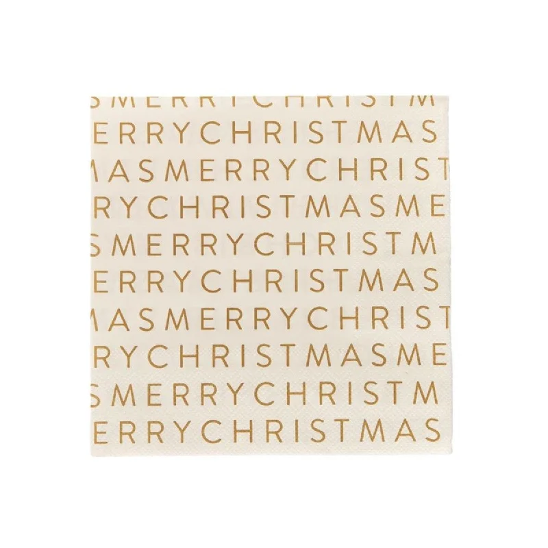 Gala Merry Christmas Napkins White/Gold Pack of 20