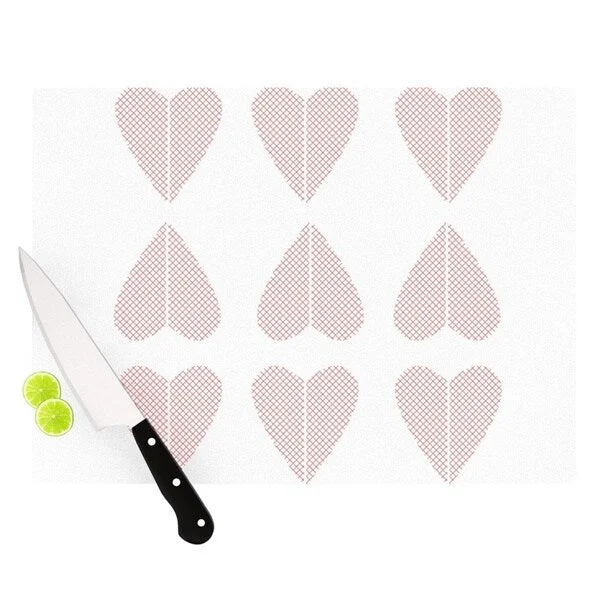 Kess InHouse Belinda Gilles "Cross My Heart Multiple" Red Pattern Cutting Board