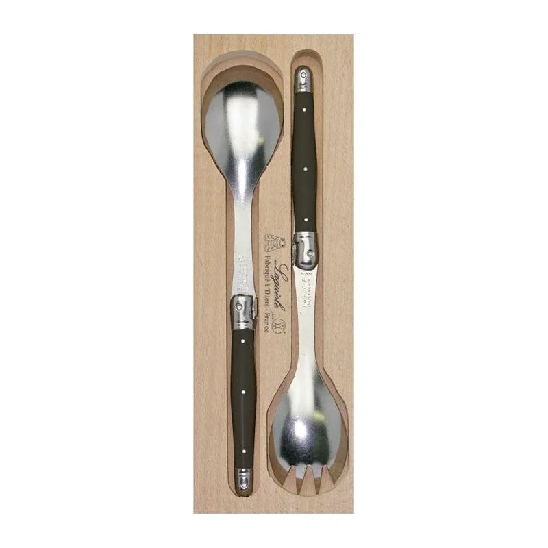 Laguiole Andre Verdier Debutant Black Salad Servers