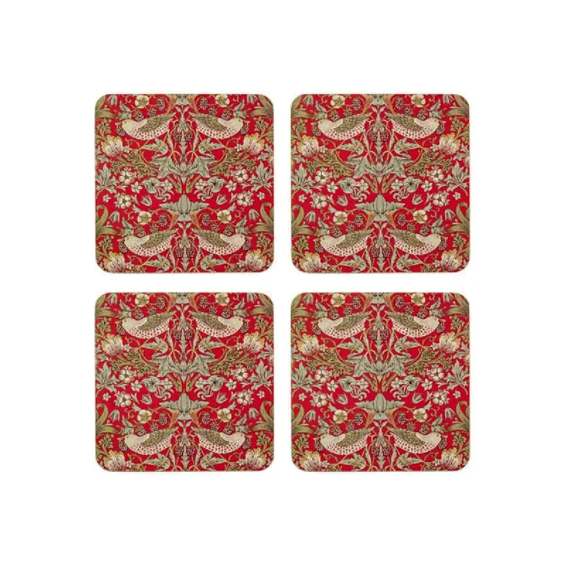 Nostalgic Strawberry Thief Coasters Red 11cm (Set of 4)