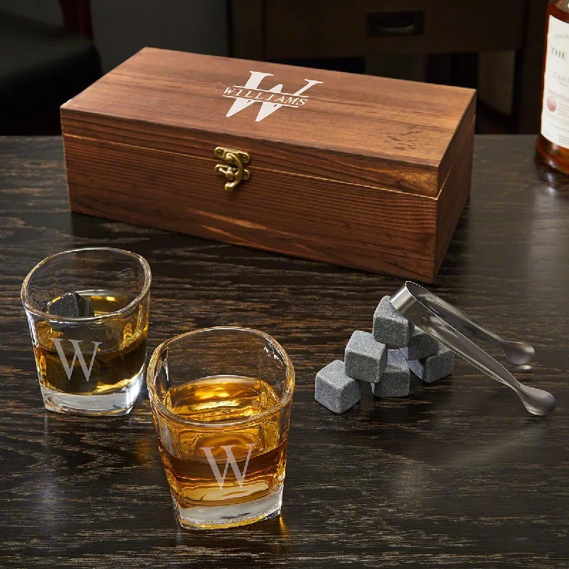 Personalized Whiskey Stones and 6oz Glasses Gift Set