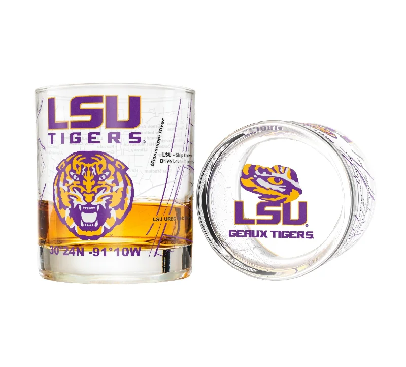 Louisiana State University Whiskey Glass Set (2 Low Ball Glasses)