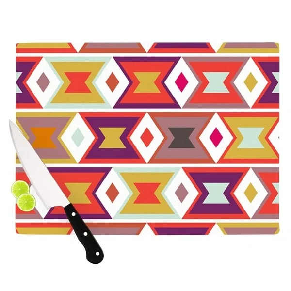 Kess InHouse Pellerina Design "Aztec Weave" Orange Purple Cutting Board