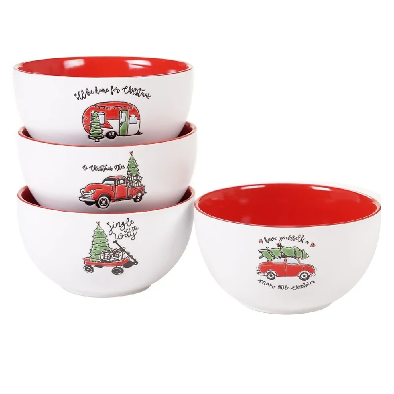 Certified International Holly Jolly Ice Cream Bows, Set of 4