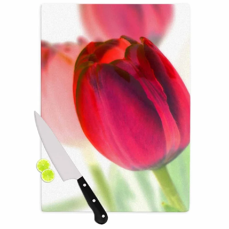 Kess InHouse Alison Coxon "Tulips" Red White Cutting Board