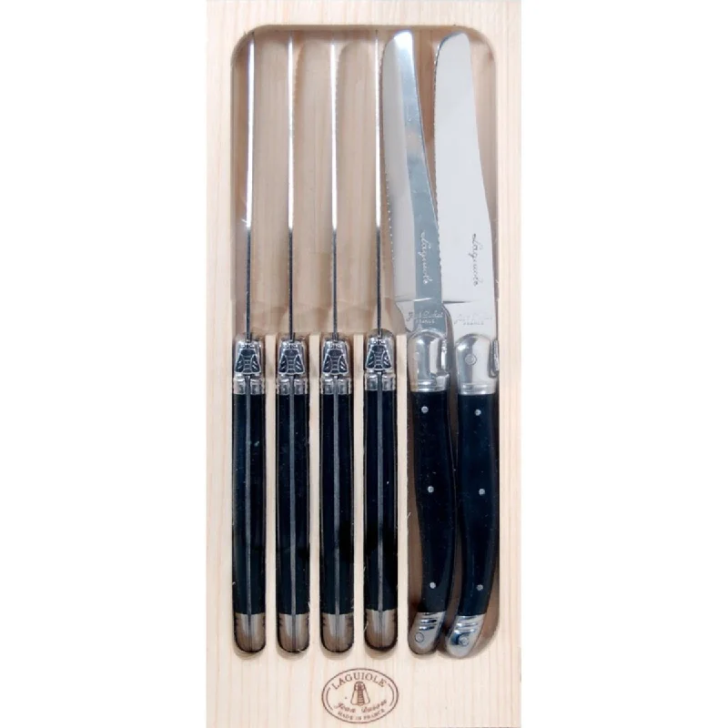 Laguiole Jean Dubost Deluxe Table Knives Black Set of 6