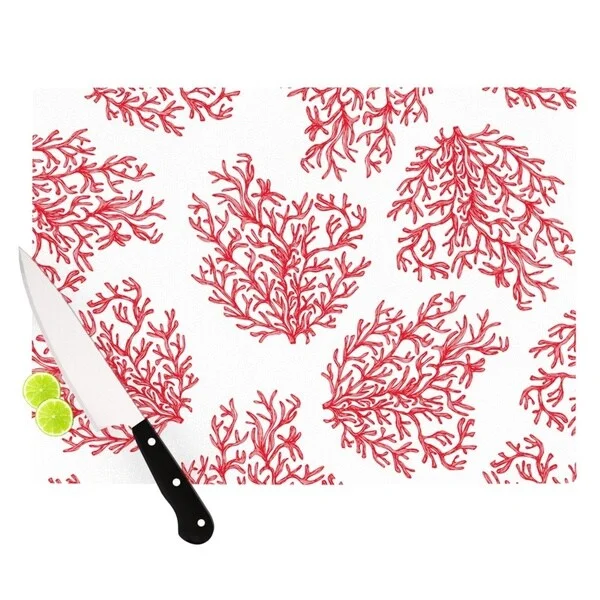 Kess InHouse Anchobee "Coral" Red White Cutting Board