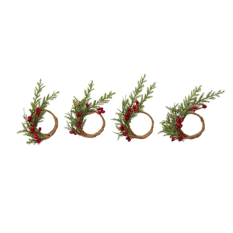 Gala Berry Pine Napkin Ring Set of 4