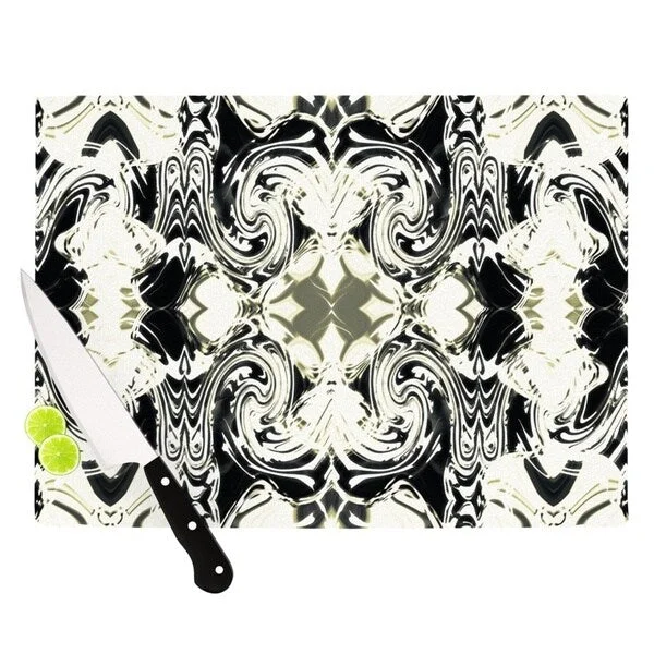 Kess InHouse Dawid Roc 'The Palace Walls III' White Glass Abstract Cutting Board