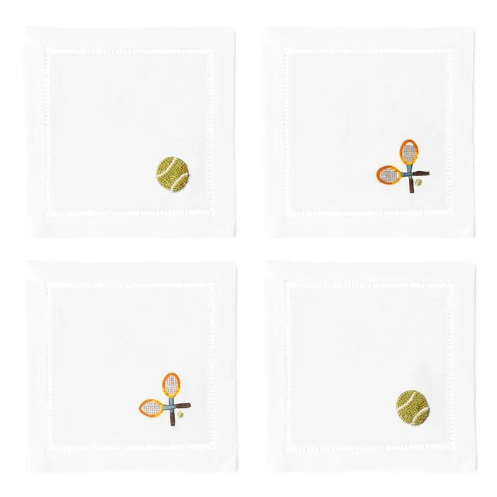 Tennis Mixed Set Cocktail Napkins - Set of 4