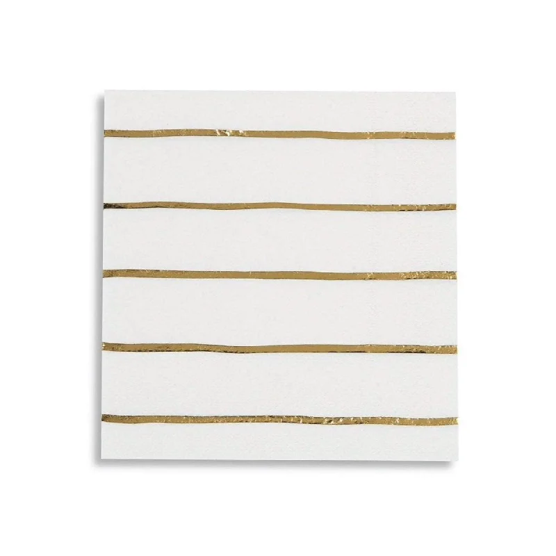 Frenchie Metallic Gold Striped Lunch Napkins 16ct