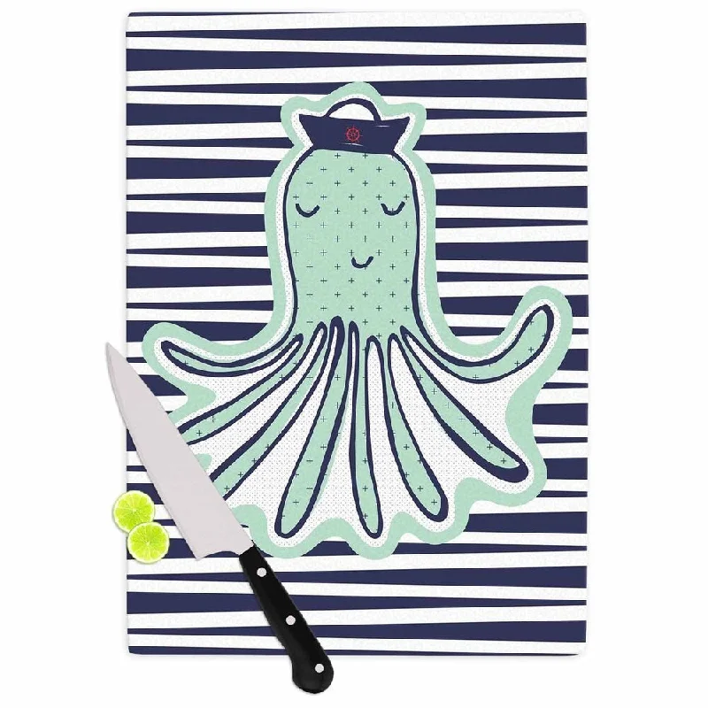 Kess InHouse MaJoBV 'Pulpo' Green Octopus Tempered Glass Cutting Board