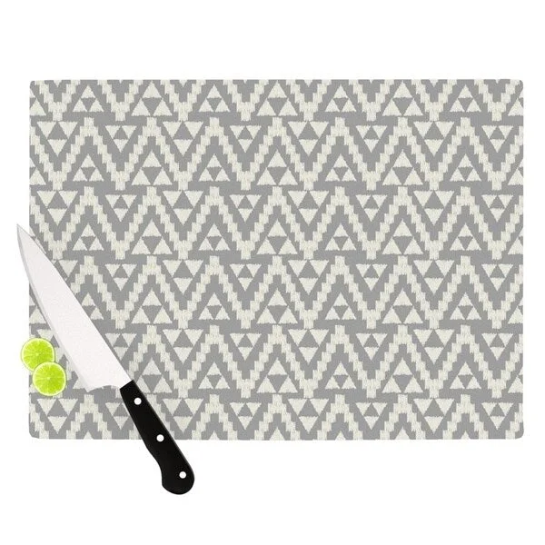 Kess InHouse Amanda Lane "Geo Tribal Gray" Grey Tribal Cutting Board