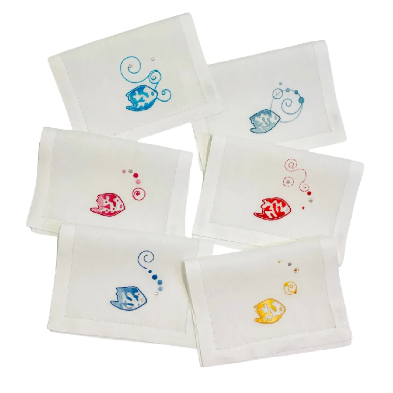 Aquarius Set of 6 Cocktail Napkins